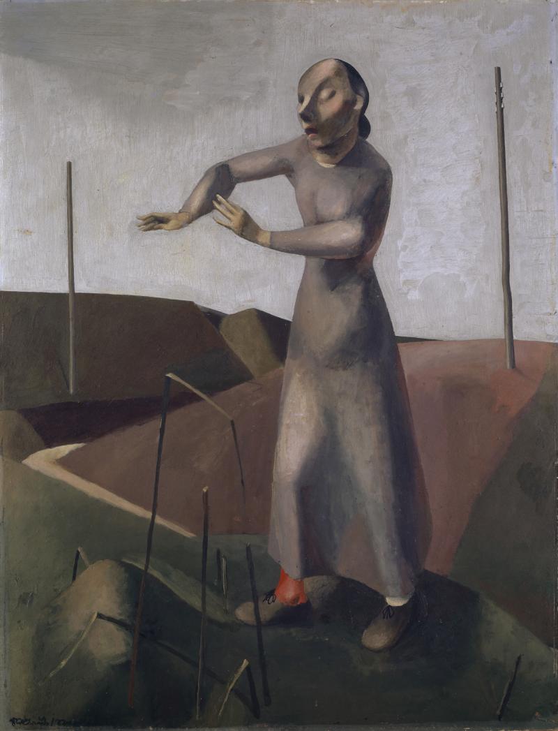 Niklaus Stoecklin Die Blinde, 1918 Öl auf Karton auf Hartfaserplatte 82 x 62.5 cm Kunstmuseum Basel, Geschenk von Adolf Roniger- Hürlimann zur Erinnnerung an seine Gattin 1931 Foto: Martin P. Bühler, Kunstmuseum Basel © 2013, ProLitteris, Zürich