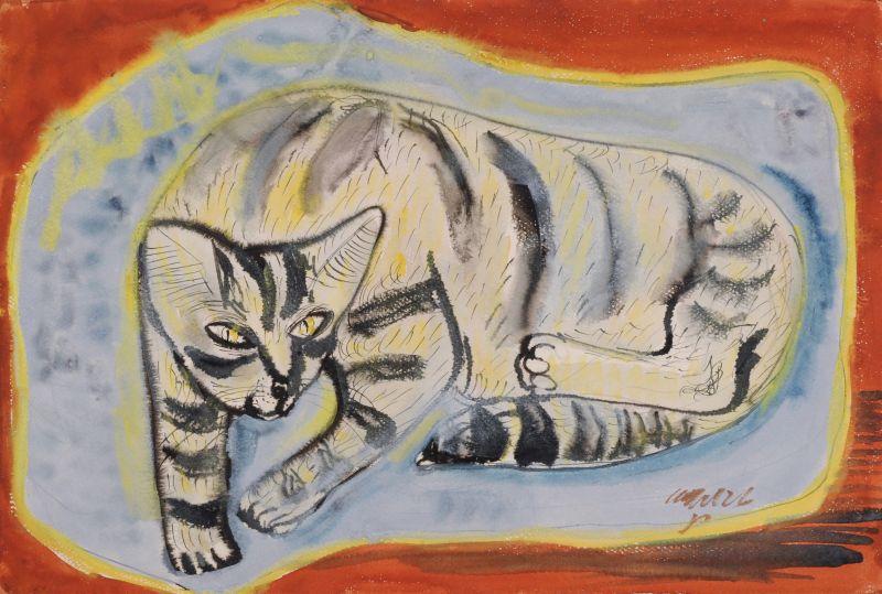 336  Pol Cassel "Katze auf Blau". 1926. 3200