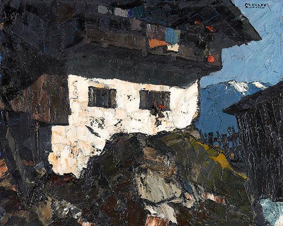 MULLEY, Oskar 1891 – 1949 Bergbauernhof   	  Öl auf Karton 53,4 x 45,2 cm Signiert, bezeichnet rechts oben: MULLEY KUFSTEIN Auktion 25. November 2013 € 15.000 – 25.000