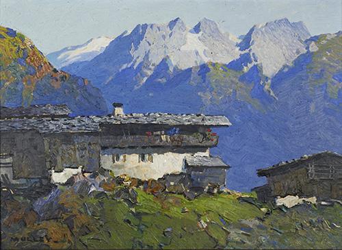 MULLEY, Oskar 1891 – 1949 Hof im Gebirge   	  Öl auf Leinwand 43,2 x 58,2 cm Signiert links unten: MULLEY Auktion 25. November 2013 € 15.000 – 25.000