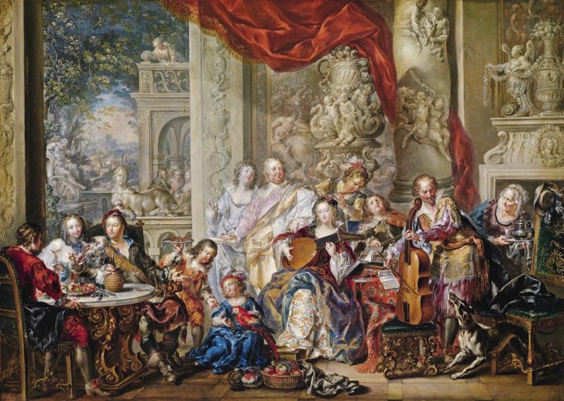 Johann Georg Platzer (1704 - 1761) Konzert im Palast, Öl/Kupfer, 65,3 x 92,4 cm erzielter Preis € 317.500 Auktion 15. Oktober 2013