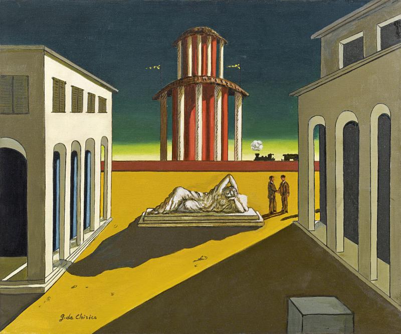 Giorgio de Chirico (Volos, Griechenland 1888 - 1978 Rom) Piazza d'italia, 1964, Öl/Leinwand, 50 x 60 cm erzielter Preis € 256.500