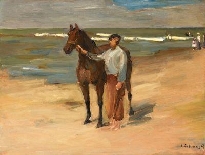 Max Liebermann  Reitknecht mit Pferd am Strand  1909 (?) | Öl auf Holz | 56,2 x 74,2cm  Ergebnis: 137.500 Euro