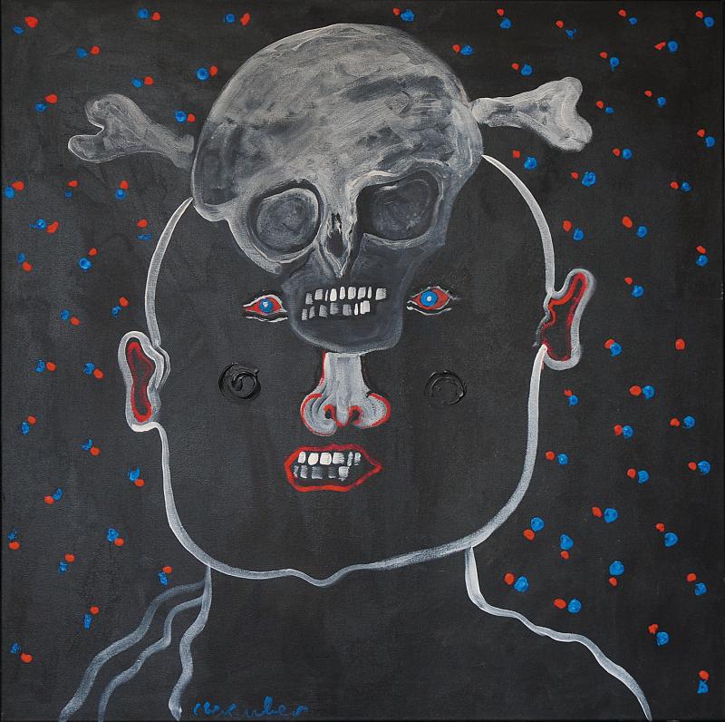 Oswald Oberhuber  Totenkopf, 2006  Öl auf Leinwand  80 x 80,5 cm Belvedere, Wien, Schenkung des Künstlers © Belvedere, Wien, © Oswald Oberhuber