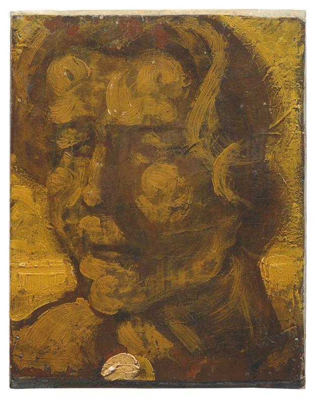 Hermann Glöckner "Frauenkopf, in Gelb und Braun, mit weißer Brosche (Johanna)". Vor 11.10. 1932. 5000 €