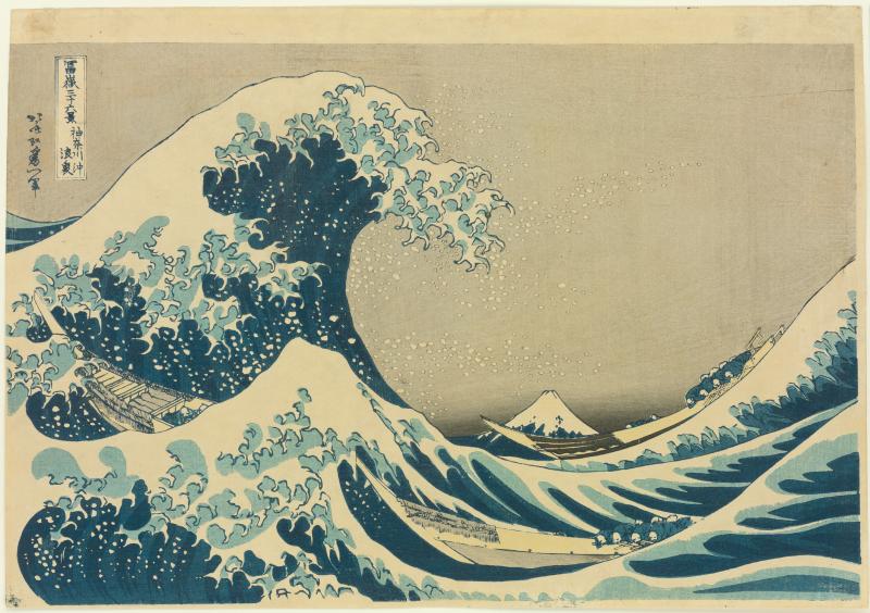 Katsushika Hokusai, Die große Welle vor Kanagawa, ca. 1830,   Holzschnitt, © Neue Galerie Graz/UMJ