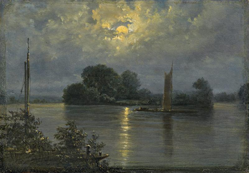 Carl Gustav Carus  Elbinsel bei Pillnitz bei Vollmond  Öl auf Karton | 17,8 x 25,4cm  Schätzpreis: 20.000 –  30.000 Euro