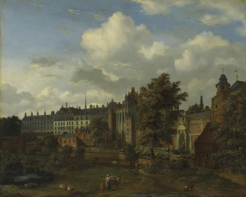 Jan van der Heyden (1637 – 1712), Das alte Palais in Brüssel, um 1665, Eichenholz, 50,8 x 63,5 cm © Bayerische Staatsgemäldesammlungen, Alte Pinakothek, München