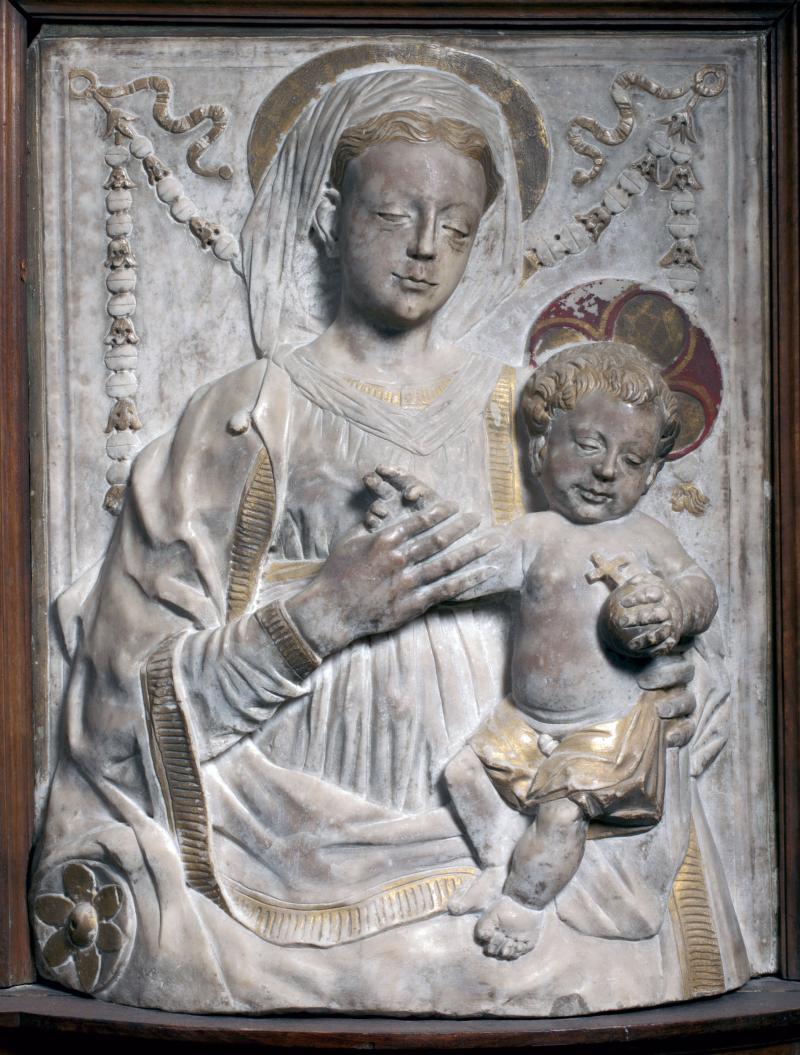 Marmorrelief mit Madonna und Kind 15. Jahrhundert, vielleicht Werk des Gregorio di Lorenzo (ca. 1436–1504)