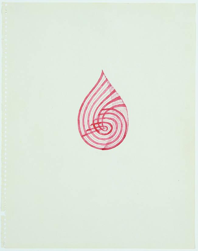 Richard Tuttle (*1941), Red Spiral Drawing, 1973, Aquarell und Bleistift auf Papier, 35.6 x 27.9 cm, Privatbesitz, Schweiz © Künstler