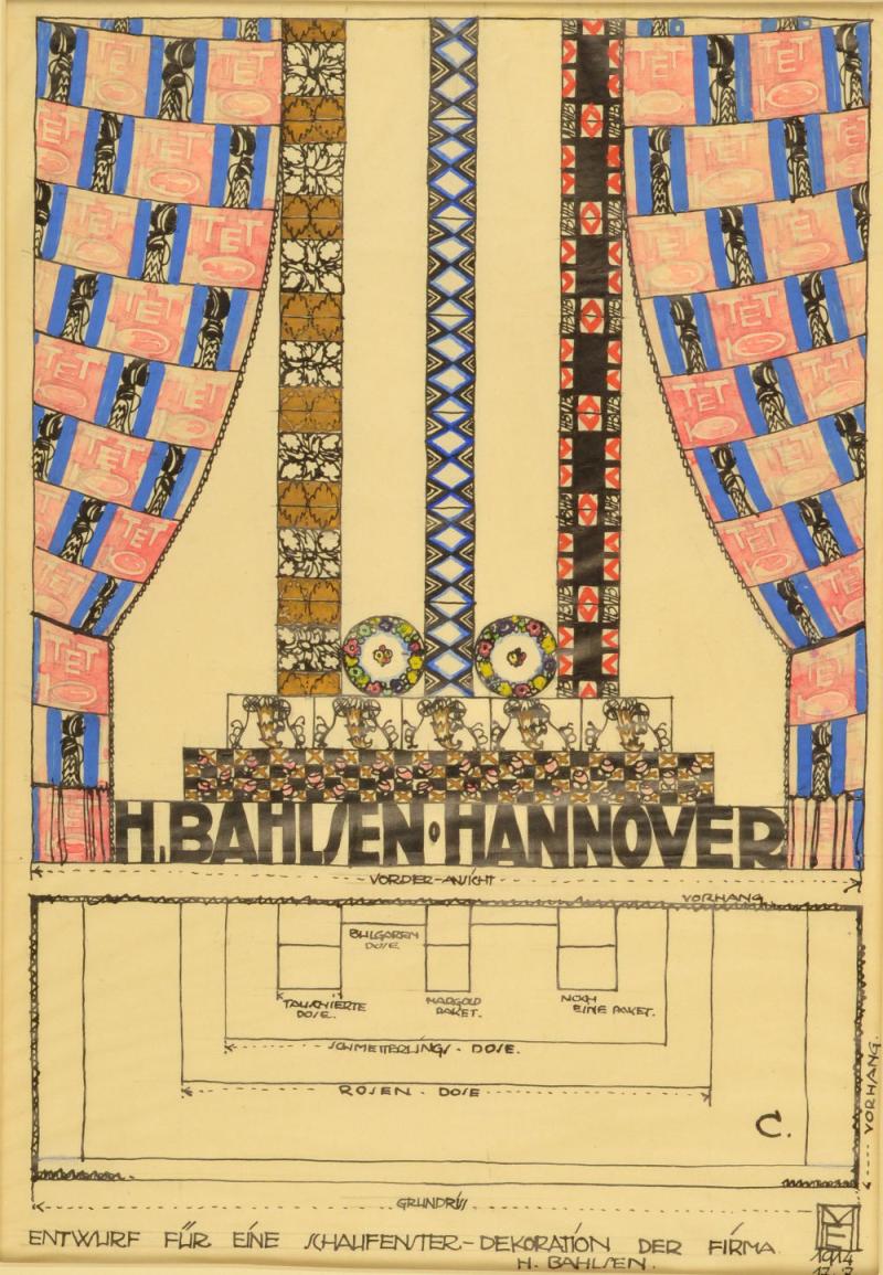 ENTWURFSZEICHNUNG FÜR EIN SCHAUFENSTER Emanuel Josef Margold 1914 Archiv Bahlsen GmbH & Co. KG, Hannover Foto: Ronald Gerhardt