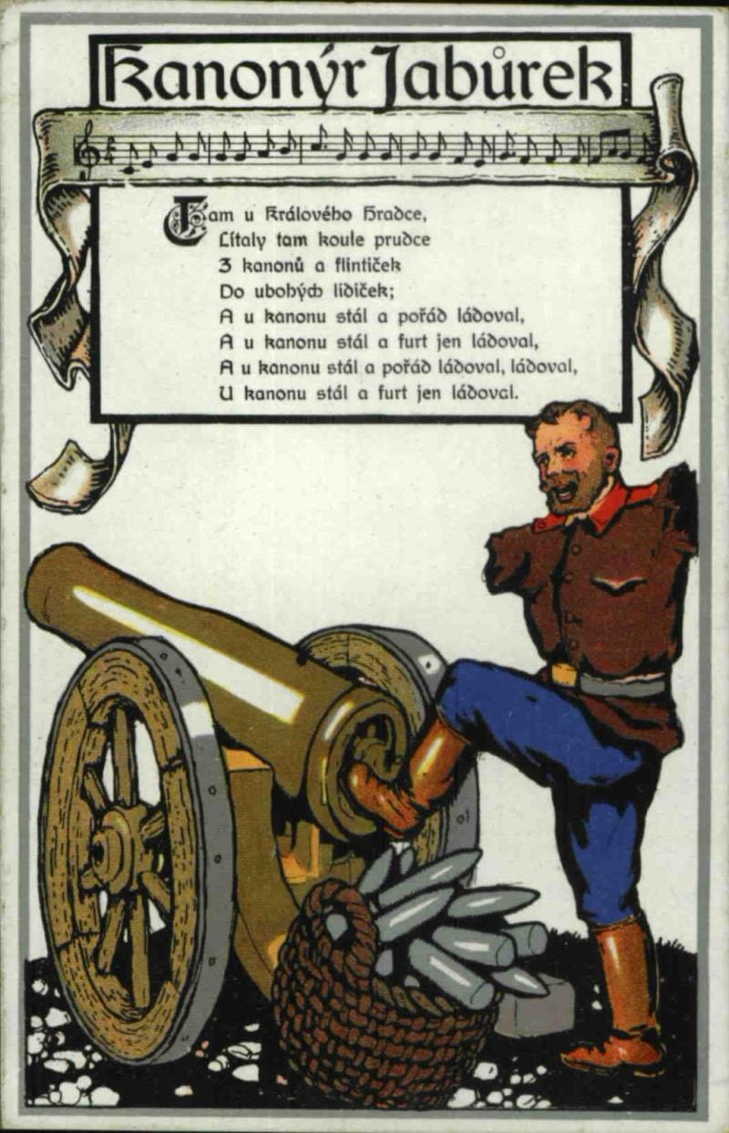 „Kanonýr Jabůrek“ Propaganda-Postkarte Prag, 1914