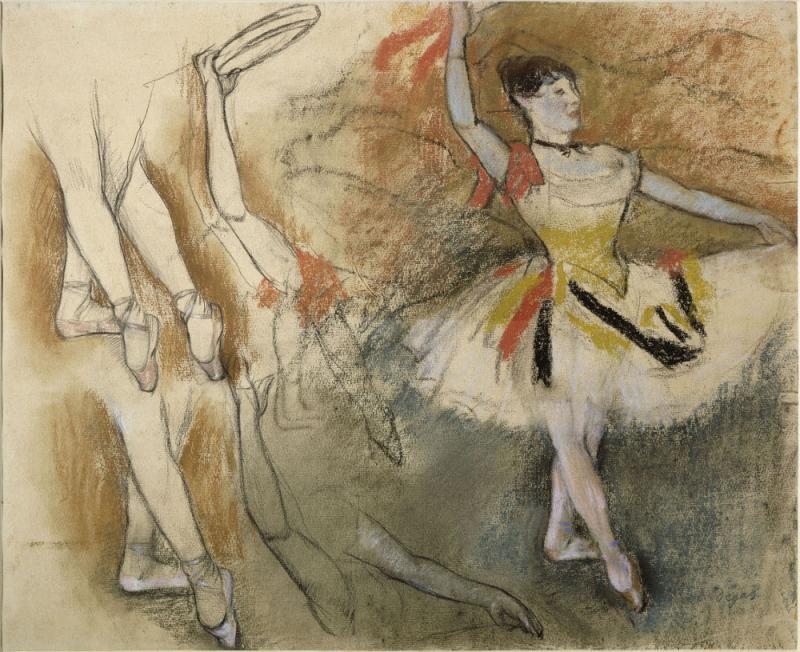 Edgar Degas Spanische Tänzerin und Beinstudien (Vorstudie zum Pastell "Tanzende mit Tambourin"),  um 1882 Musée d´Orsay, Paris © RMN-Grand Palais (musée d´Orsay) / Jean Shormans