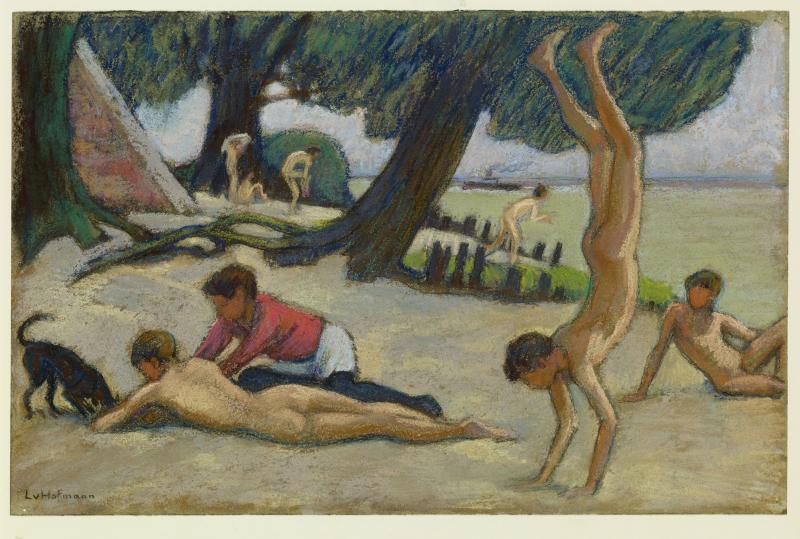 Ludwig von Hofmann: Knaben am Strand, um 1895. Pastell, 24,9 x 34,4 cm. © bpk / Staatliche Musee Kupferstichkabinett / Jörg P. Anders