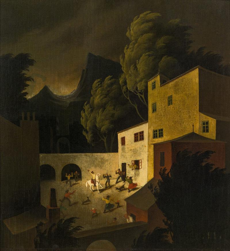 Franz Sedlacek (1891-1945), Stadtbild, 1929, Öl auf Sperrholzplatte, 46,5 x 43,5 cm, verkauft um € 176.400