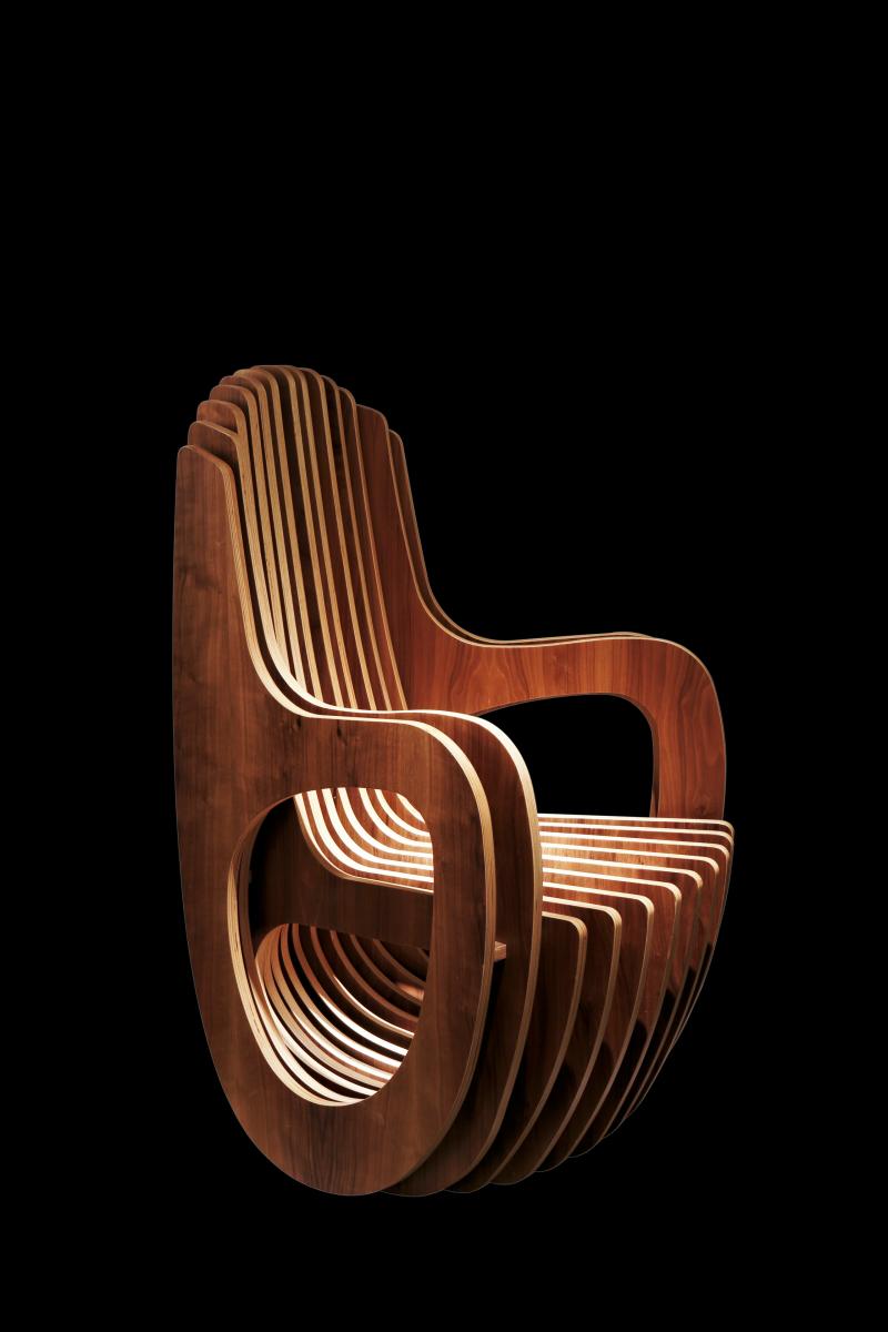 Cyrille Najjar Throne, 2014 Walnut and Plywood 70 x 70 x 82 cm Courtesy Smogallery