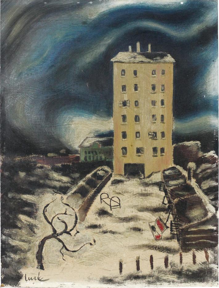 Boris Lurie | ohne Titel | ca. 1949/50 Öl auf Holz | 50,8 x 38,1 cm © Boris Lurie Art Foundation, New York, USA