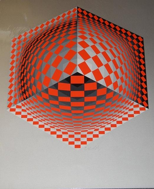 Victor Vasarely(1908-1997)"Komposition in Rot",Siebdruck,signiert und nummeriert FV 10/60