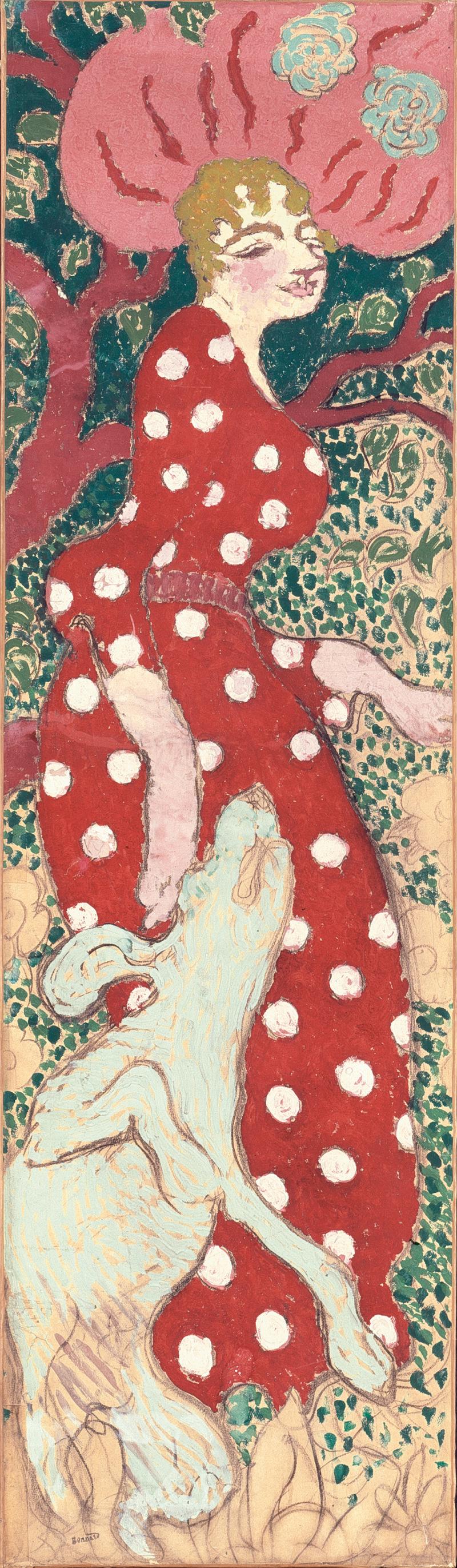 Pierre Bonnard Frauen im Garten, 1890/91 Leimfarben über Kohle, Bleistift und weisse Kreide auf Papier, vierteilig, je 154 x 47 cm Kunsthaus Zürich, Vereinigung Zürcher Kunstfreunde, Geschenk Ernst Gamper, 1984