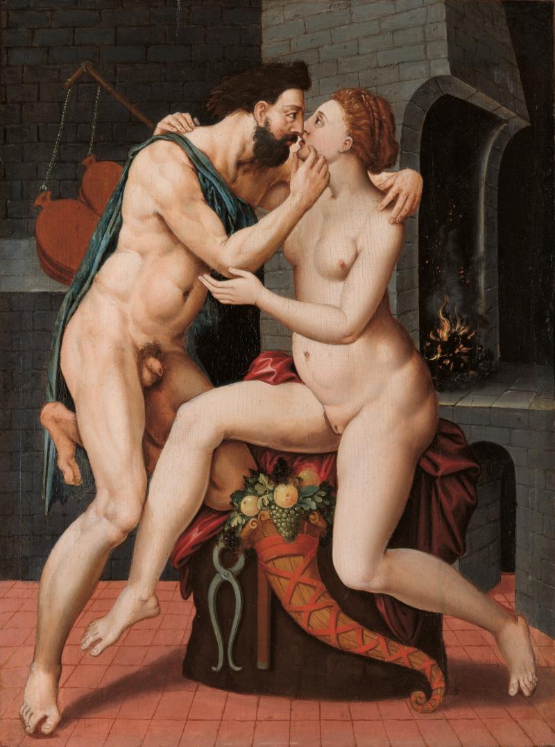 Vulkan und Ceres Beschreibung: Deutscher (?) Meister 16. Jh. Öl auf Holz 56 x 42 cm Privatsammlung