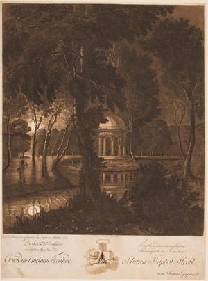 Simon Gaßner: Der Apollotempel im Englischen Garten von München bei Mondschein, 1790, Aquatinta © Münchner Stadtmuseum