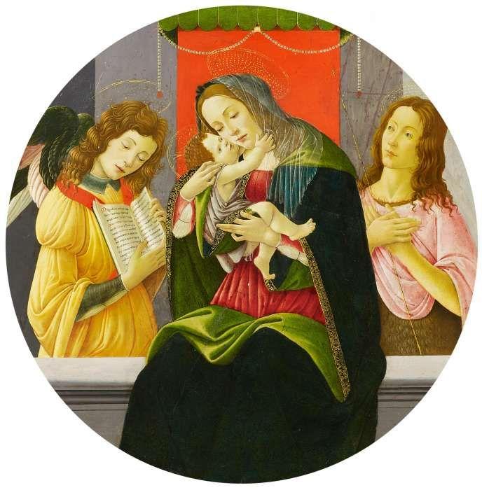 Sandro Botticelli und Werkstatt  Madonna mit dem Kind, Johannes dem Täufer und einem Engel | Ø 87,5cm  Tempera / Öl auf Pappel  Schätzpreis: 260.000 – 300.000 Euro