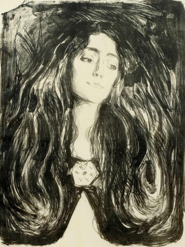 EDVARD MUNCH The brooch. Eva Mudocci. 1903. Kreidelithografie, 1. Zustand. Signiert und bezeichnet: Edv. Munch. Lashally. Darstellung 60x46 cm auf dünnem Japanpapier. CHF 130 000 / 180 000