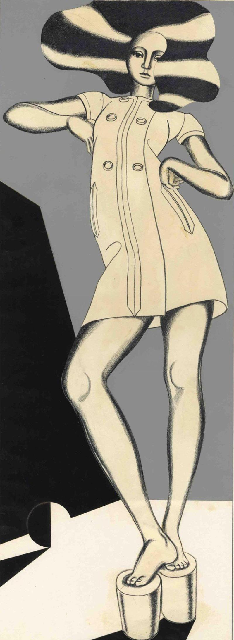 Antonio Lopez, Léger series, 1963, veröffentlicht in The New York Times Magazine, Mixed Media, 70 x 27 cm, © Courtesy of Estate of Antonio Lopez and Juan Ramos and Galerie Bartsch & Chariau