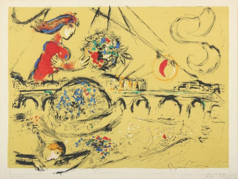 CHAGALL, Marc, "Île Saint-Louis", Original-Farblithografie, Limitpreis: 	2.800 €