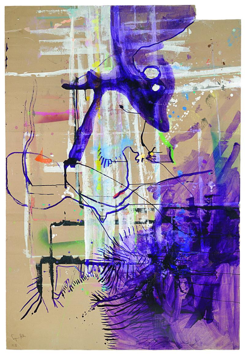 Sigmar Polke (1942-2010) Ohne Titel, 1986, Acryl, Gouache auf Karton, 199 x 135,5 cm erzielter Preis € 588.533