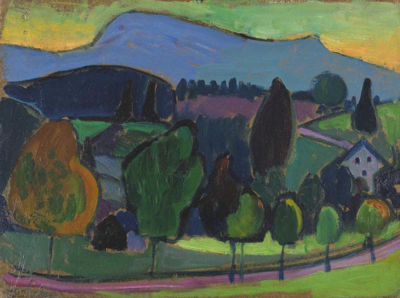 312 GABRIELE MÜNTER Der blaue Berg, 1908. Öl Schätzung: € 250.000 Ergebnis: € 817.000