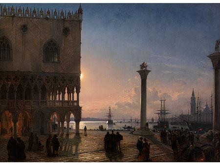 385 Friedrich Nerly d. Ä., 1807 Erfurt - 1878 Venedig  PIAZZA SAN MARCO IN VENEDIG IM MONDLICHT  Schätzpreis: € 240.000 - 280.000