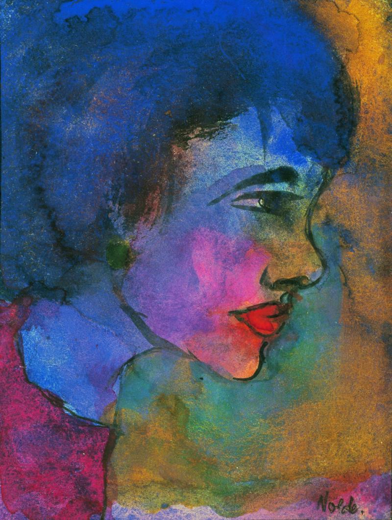 Emil Nolde Mädchenkopf, um 1925 Aquarell/Tusche auf Papier 19 x 15 cm Sammlung Frank Brabant