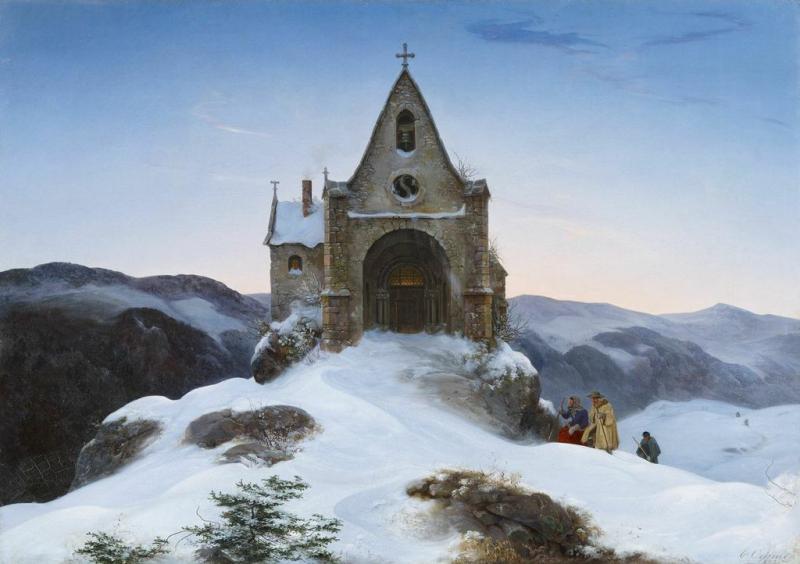 Ernst Ferdinand Oehme  Bergkapelle im Winter | 1842  Öl auf Leinwand | 78 x 110cm  Ergebnis: 281.600 Euro  *Int. Auktionsrekord für diesen Künstler