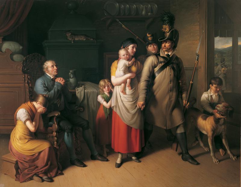 Johann Peter Krafft, Der Abschied des Landwehrmannes, 1813 Öl auf Leinwand 281 x 351 cm © Belvedere, Wien