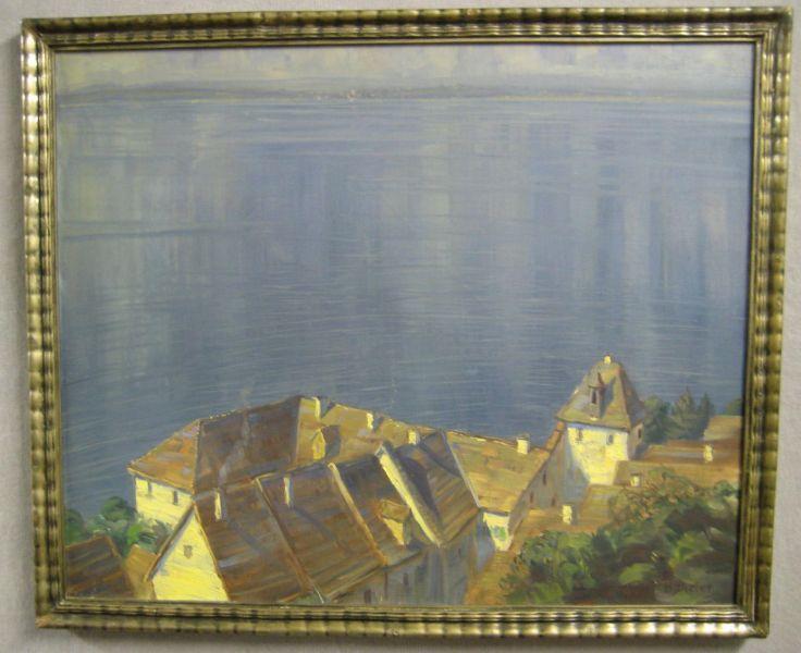 4070 - Dieter, Hans, 1881 - 1968, Mannheim - Meersburg - Tuttlingen, "Ansicht von Meersburg mit Blick auf das andere Ufer".