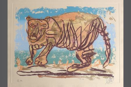 Tiger Markus Lüpertz (*1941)  Farbserigrafie  ca. 65 x 80 cm, Anbieter: www.pfanne-dreesen.de