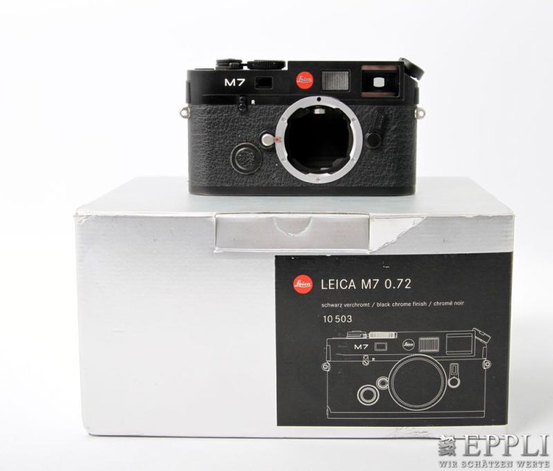 LEICA M7 0.72, 10 503 Kamera ohne Objektiv  Schwarz verchromt, nicht vollständig. Im Originalkarton,  ...  Aufrufnummer: 3006 Aufrufpreis: 280 Euro inkl. Aufgeld