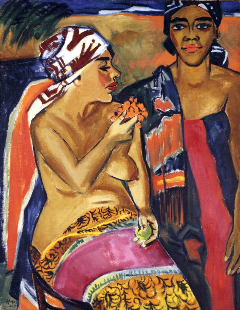 Max Pechstein, Frauen mit buntem Teppich, 1920, Öl auf Leinwand, 117 x 91.5 cm, Kunstmuseum Luzern, © 2005, Pro Litteris, Zürich