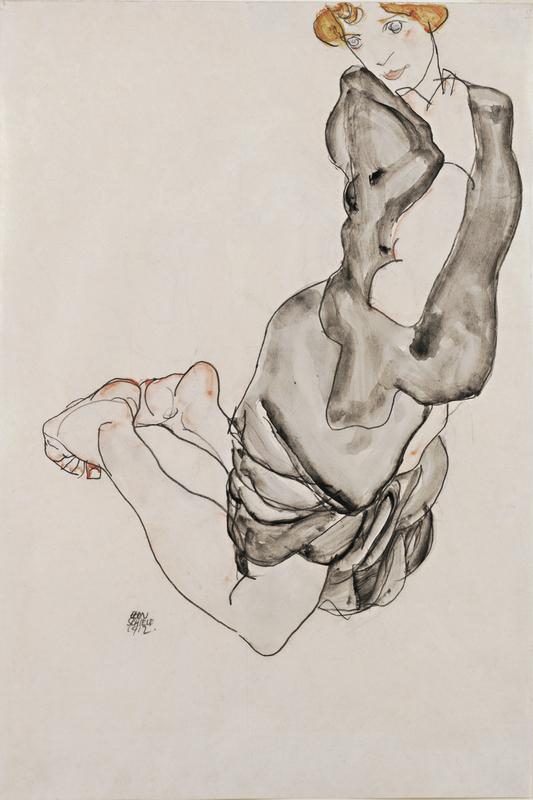 Egon Schiele Kniende mit grauem Umhang (Wally Neuzil), 1912 © Leopold Museum, Wien, Inv. 2350