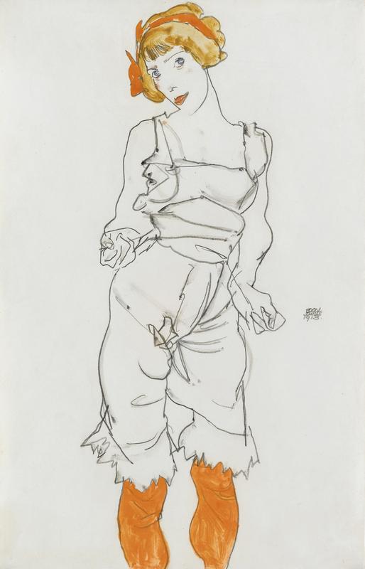 Egon Schiele | Frau in Unterwäsche und Strümpfen (Wally Neuzil) | 1913