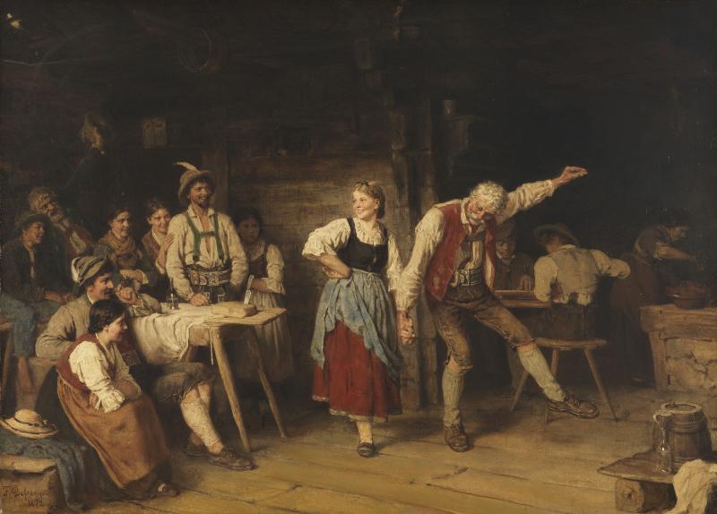 37 FRANZ VON DEFREGGER Großvaters Tanzunterricht, 1872. Öl auf Leinwand Schätzpreis: € 40.000