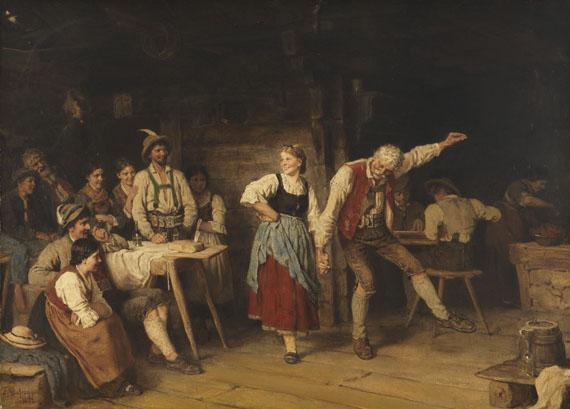 37 Franz von Defregger Großvaters Tanzunterricht, 1872. Öl auf Leinwand Schätzung: € 40.000 Ergebnis: € 57.500 (inkl. Käuferaufgeld)