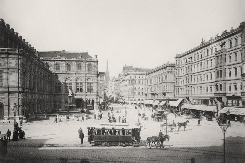 Blick von der Ringstraße Richtung Kärntner Straße um 1890