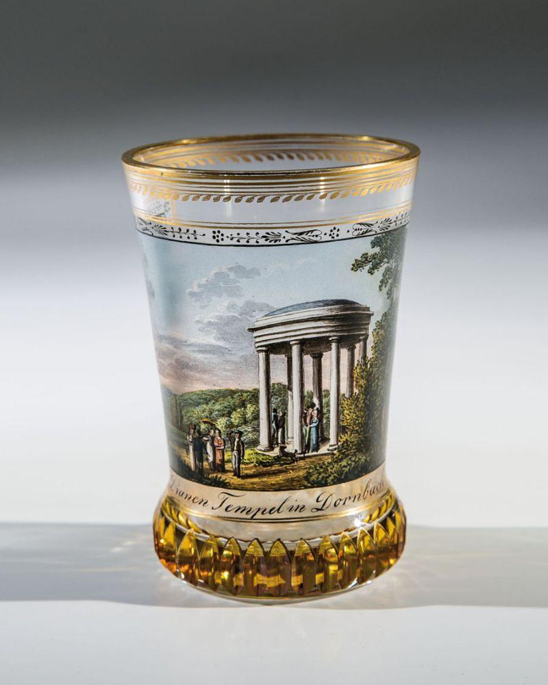 Los 489, Bedeutender Ranftbecher mit Ansicht "Der Dianen Tempel in Dornbach" Signiert "M : f" für Gottlob Samuel Mohn, Wien, um 1820, Schätzpreis:	10.000 - 15.000 €