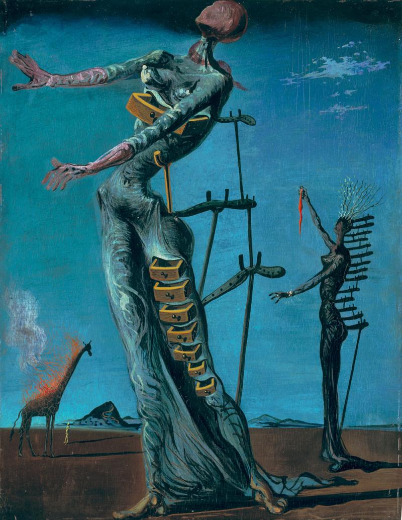 Salvador Dalí, Girafe en feu, um 1936/1937, Öl auf Lindenholz, 35 x 27 cm, Emanuel Hoffmann-Stiftung, Depositum in der Öffentlichen Kunstsammlung Basel, Foto: Martin P. Bühler, Öffentliche Kunstsammlung Basel, © ProLitteris, Zürich