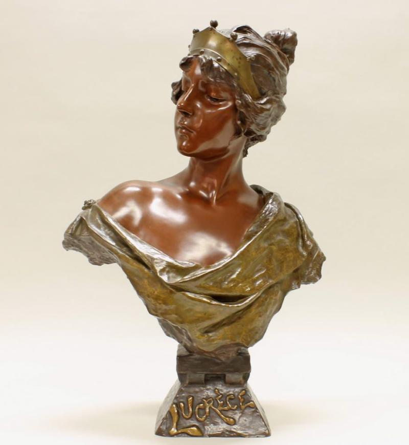 Bronzebüste, "Lucrèce", seitlich bezeichnet E. Villanis, rückseitig Bronzestempel Société des Bronzes de Paris Limitpreis:	1.200 €