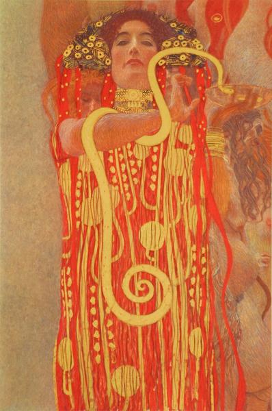 Gustav Klimt, Medizin (Detail: Hygieia), 1900/07 Fakultätsbild für die Universitäten Öl auf Leinwand, Farblithografie © Belvedere, Wien