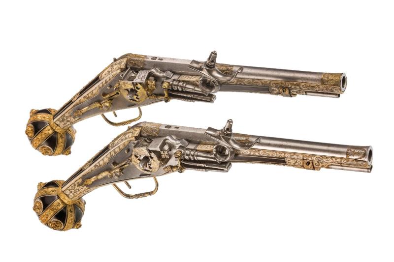 A Pair Of South German Wheel-lock Holster Pistols (puffer), Augsburg, circa 1585-90  Size: Length Each 55 Cm / 21.7 in    Peter Finer