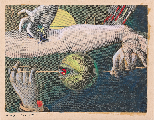 Max Ernst, Ohne Titel, 1921. Collage und Gouache auf Papier. Versteigert um € 559 800 am 2. Juni 2015 - Auktions-Weltrekord für eine Collage des Künstlers © Artcurial